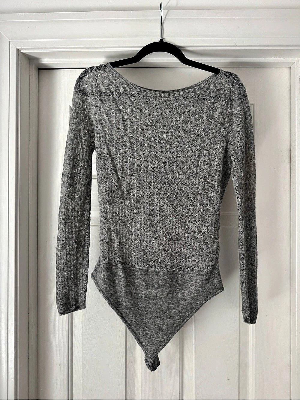 Abercrombie & Fitch Merino Wool-Blend Pointelle Bodysuit Gray Like New